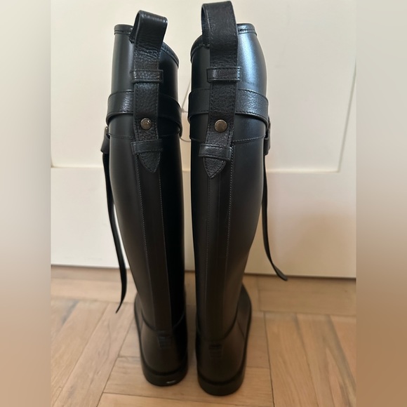 BURBERRY Black Rubber Rain Boots EU 38 - Picture 4 of 8